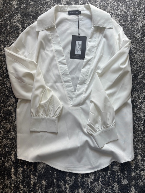 PrettyLittleThing Tops - Pretty Little Thing White Deep-V Plunge Blouse